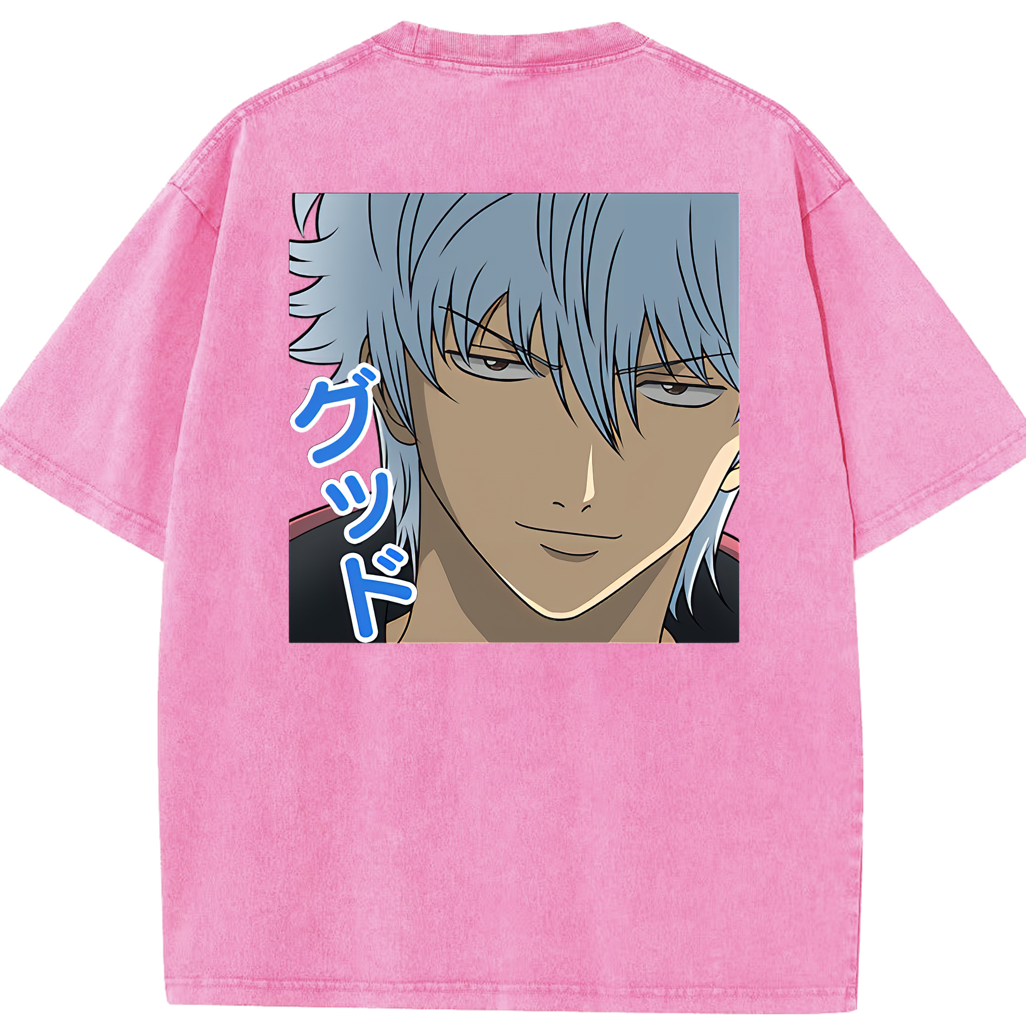 （画像用） ぎんたま 坂田銀時（さかたぎんとき） 神楽 志村新八（しむら しんぱち） GINTAMA Sakata Gintoki Kagura Shimura Shinpachi 綿100% ヴィンテージ風 半袖Tシャツ（背面プリント）